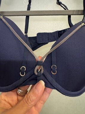 Marlies Dekkers Navy Push-Up Bra with Gold-Tone Chain Accent 34C